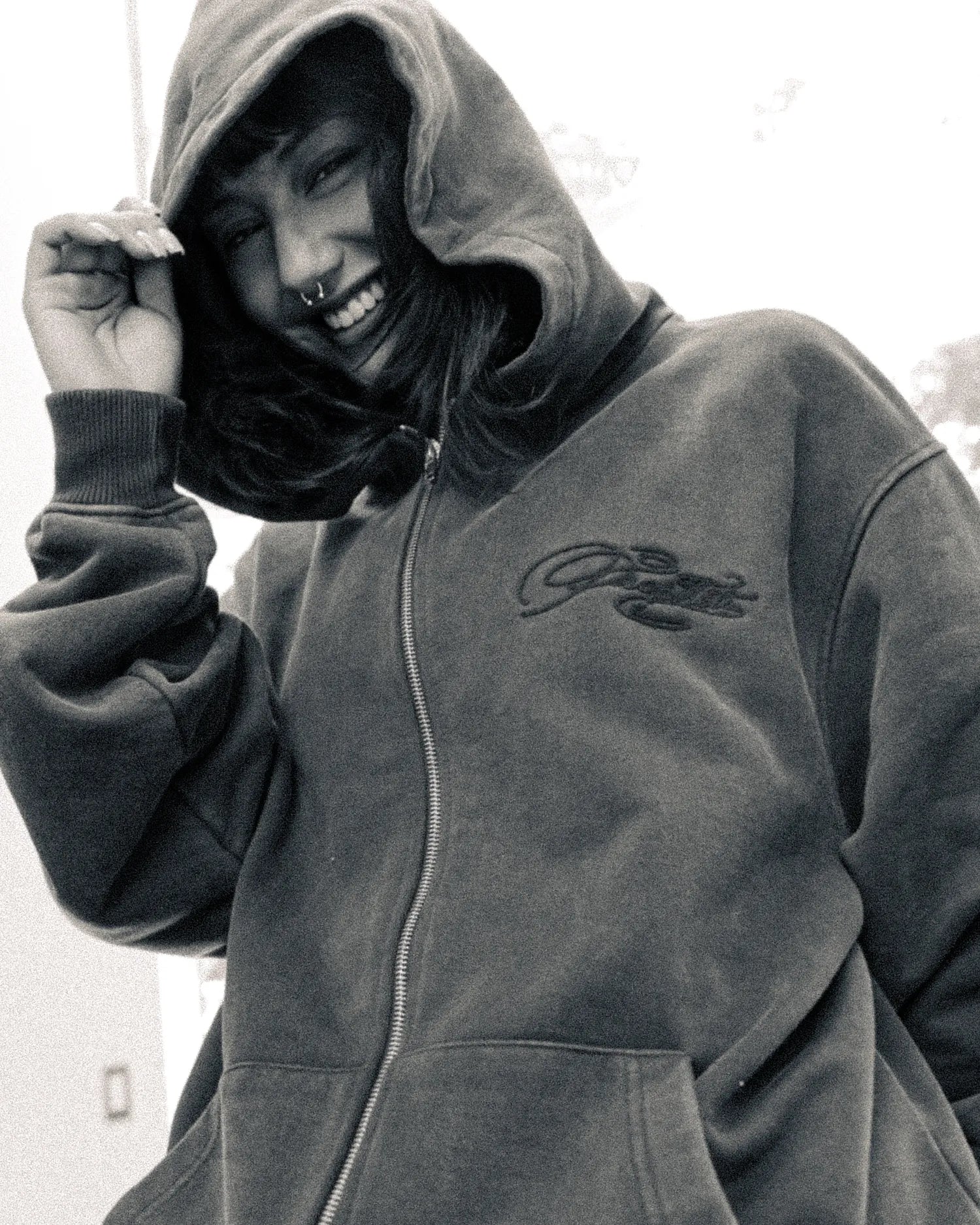 PROPHET ZIP HOODIE- ACID BLACK